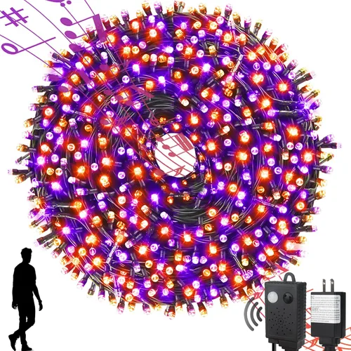 Miniatura 13 de MZD8391 300 luces LED rojas y verdes de 105 pies, luces de Navidad para interiores y exteriores, luces de árbol de Navidad, decoraciones de fiesta