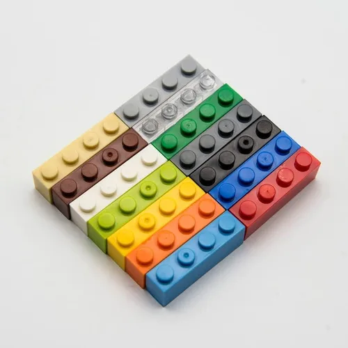 Miniatura 3 de Bloque de ladrillo clásico a granel, ladrillos rojos 1x4, ladrillos de construcción planos 100 piezas, compatible con piezas y piezas de Lego
