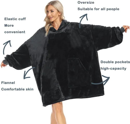 Miniatura 2 de Kipswiza Blanket Hoodie - Wearable Blankets Oversized Cozy Flannel Sweatshirt Blanket as Gifts for Adult Women Men