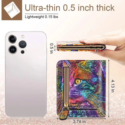 Miniatura 3 de APHISON Billetera para mujer, delgada y pequeña, cartera RFID para mujer, 08-0094