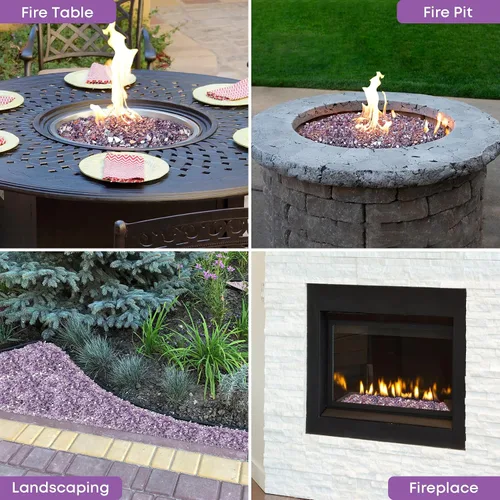 Miniatura 30 de Stanbroil - Vidrio de fuego de 10 libras – Cristal de fuego templado reflectante de 1/2 pulgada para chimenea de hoguera, azul Pacífico reflectante