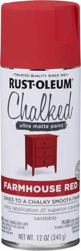Rust-Oleum Farmhouse Red Chalked Pintura en aerosol ultramata todo en uno | Cobertura de una capa | No necesita imprimación, lijado o capa superior