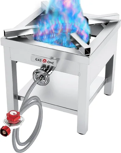 GasOne Quemador Cocinador de Propano de Acero Inoxidable Con Regulador con Manguera Trenzada de Acero Para Cocinar al Aire Libre, Freír Pavo
