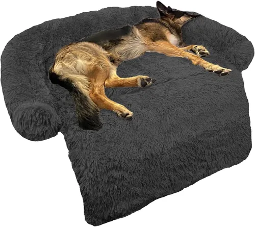 Miniatura 56 de Cama calmante para perro, tapete de felpa esponjoso para perros con protector de muebles con funda extraíble lavable para perros y gatos grandes