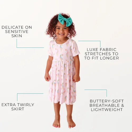 Miniatura 39 de Posh Peanut - Vestidos para niñas – Vestido suave para niña hecho con viscosa de bambú – Vestidos de otoño, primavera y verano para niñas