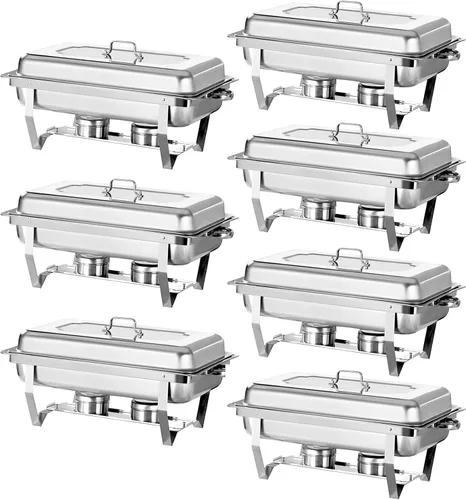 Miniatura 12 de Juego de Platos Calentadores Buffet Set 6 Piezas 8QT Acero Inoxidable Calentador de Alimentos Chafer Juego Completo con Bandeja de Agua, Soporte