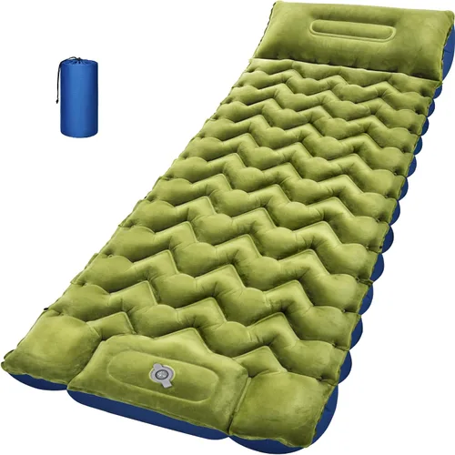 Miniatura 22 de Almohadilla de dormir para camping Oramoose, colchón inflable ultraligero de 4 pulgadas de grosor con almohada, almohadilla de dormir con bomba