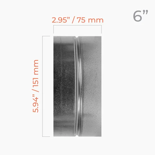 Miniatura 2 de Acoplador de conducto de acero galvanizado de 6 pulgadas para accesorios de HVAC - Adaptador de montaje de tubería de ajuste hembra - Admisión