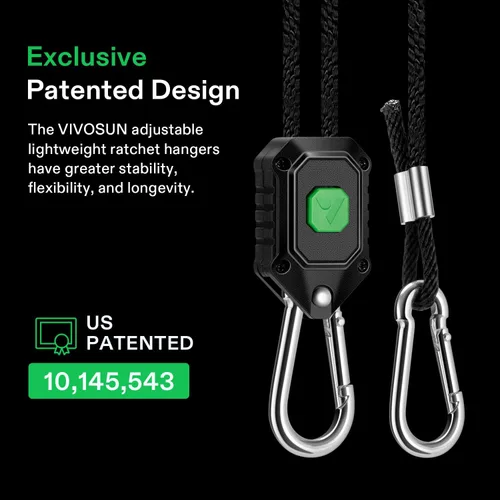 Miniatura 4 de VIVOSUN 1 par de colgadores de luz de cultivo ajustables de 1/8 pulgadas, colgador de cuerda resistente con engranajes de metal reforzados, cuerda