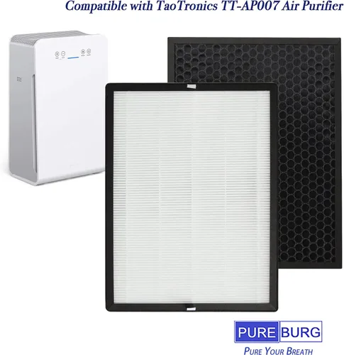 Miniatura 3 de PUREBURG Filtro de repuesto compatible con purificador de aire TaoTronics TT-AP007, 2 unidades de carbón activado HEPA H13 2 en 1 4 etapas