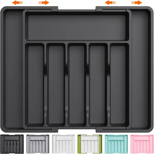 Miniatura 23 de Lifewit Organizador de cajones de cubiertos, bandeja expandible para utensilios de cocina, soporte para vajilla y cubiertos libre de BPA