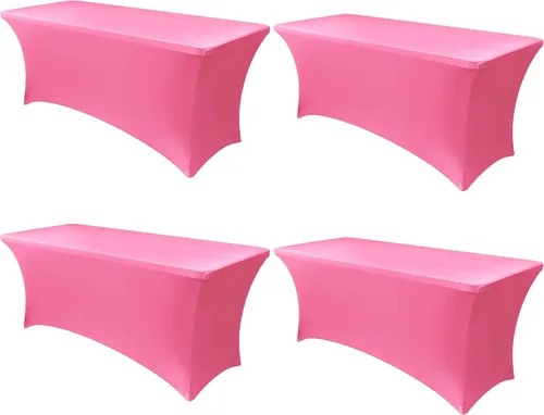 Miniatura 73 de Obstal Funda de mesa de elastano elástica de 4 pies para mesas plegables estándar, paquete de 2 manteles rectangulares universales ajustables