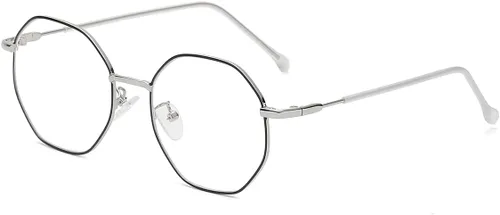 Miniatura 12 de JOVAKIT Gafas de bloqueo de luz azul con forma de polígono para mujeres y hombres, estilo vintage, octagonales cuadradas, sin prescripción, gafas