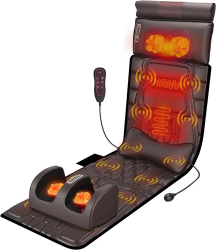 KOCASO Alfombrilla de masaje de cuerpo completo de piel sintética, almohadilla multifuncional para silla de masaje con temporizador de calor,
