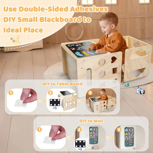Miniatura 2 de Satisure Juego de Mesa y Silla de Destete Montessori, Juego de Mesa y Silla de Madera para Niños Pequeños, Mesa y Sillas para Niños de 1-3 Años