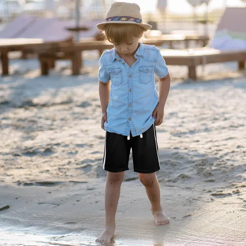 Miniatura 5 de Poroka Paquete de 5 pantalones cortos de malla para niños pequeños, de secado rápido, pantalones cortos deportivos con cordón para correr, baloncesto