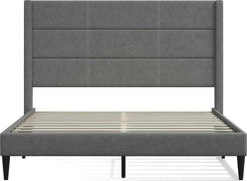 Miniatura 3 de Glenwillow Home Pax - Base de cama tapizada con plataforma tapizada, respaldo de alas, base de colchón, soporte de listones de madera, no necesita