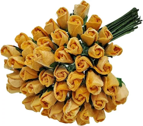 Miniatura 12 de ChangThai Design 50 piezas de papel de rosa blanca de ¼ pulgadas de diámetro, ramo de flores para álbumes de recortes, manualidades, papel