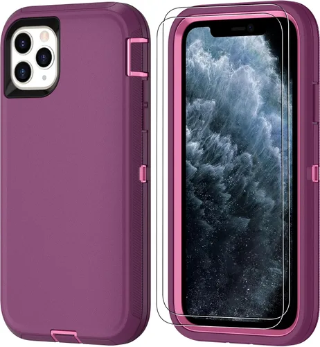 Miniatura 14 de Jshru para iPhone XR Funda con [2 Pack] Protector de Pantalla HD, [Grado Militar] 3-en-1 Resistente Protector de Cuerpo Completo a Prueba de Negro