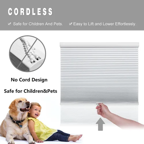 Miniatura 3 de Changshade - Persianas de panal de 1.5 pulgadas para ventanas de dormitorio, opacas, inalámbricas, con celdas, para interiores, con aislamiento
