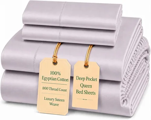 Miniatura 54 de Sábanas Twin XL 100% Algodón Para Cama Twin, Juego de Sábana Bajera Totalmente Elástica y Fundas de Almohada 800TC, Sábanas de Bolsillo Profundo 06