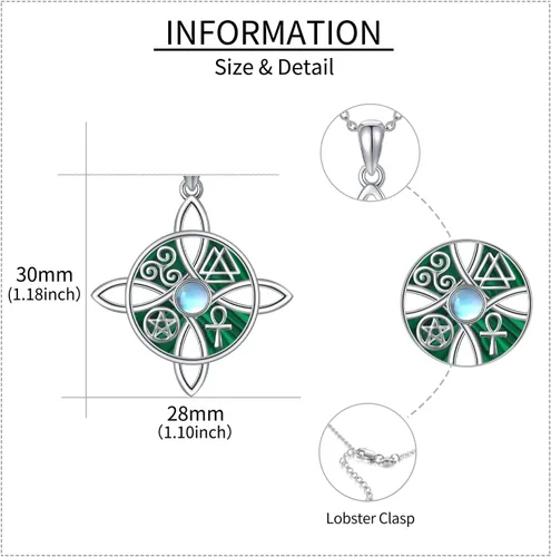 Miniatura 34 de YAFEINI Collar con dije de nudo de bruja de plata de ley, amuleto de bruja de cruz celta, regalo para mujer