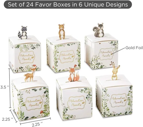 Miniatura 6 de Kate Aspen Decoraciones de baby shower del bosque, adorables cajas de recuerdo de animales del bosque para baby showers, cumpleaños y revelaciones