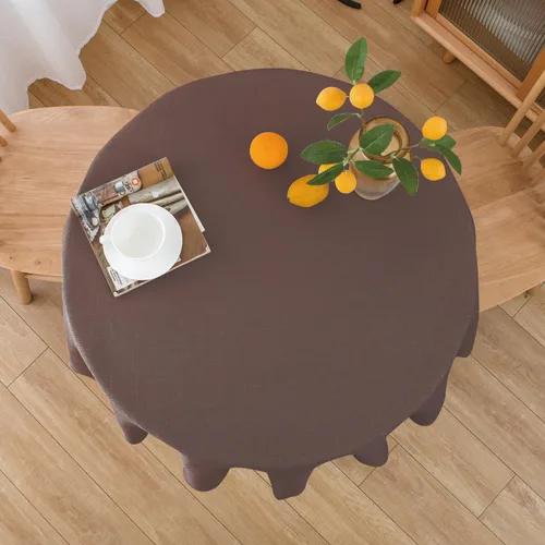 Miniatura 6 de NLMUVW Mantel de Lino Marrón para Mesas Redondas, Mantel Pequeño Color Chocolate, Cubierta de Mesa Estilo Granja para Cocina, Comedor, Café, 36