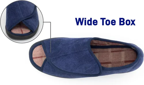 Miniatura 9 de Pantuflas para diabéticos con punta abierta para hombres, extra anchas, espuma viscoelástica, puntera abierta, antideslizantes, para personas