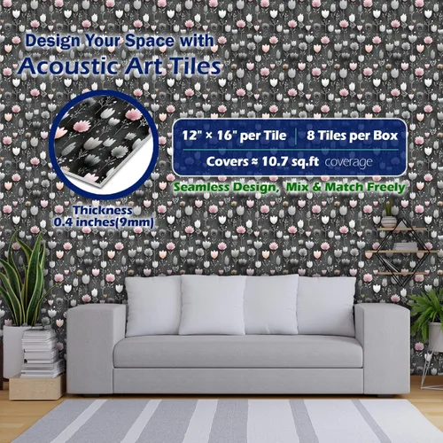 Miniatura 2 de PINWELIFE® Paneles acústicos para pared, paneles absorbentes a prueba de sonido, para el hogar y la oficina, amortiguadores decorativos absorbentes