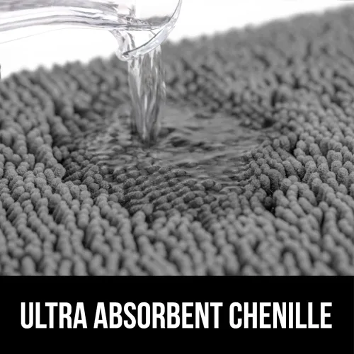 Miniatura 5 de GORILLA GRIP Alfombra de baño y alfombrilla cuadrada contorneada en forma de U para inodoro, ambos grises, la alfombra de baño es de 30 x 20