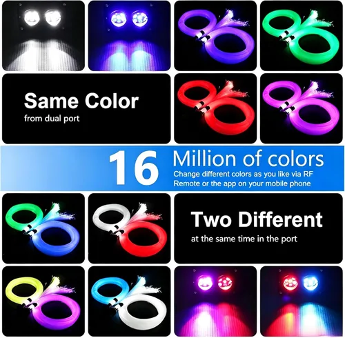 Miniatura 2 de Luz de techo de 32 W Twinkle Starlight, 1100 luces de estrella de 13.1 pies para automóvil, luz LED de fibra óptica de doble color, RGBW, estrellas