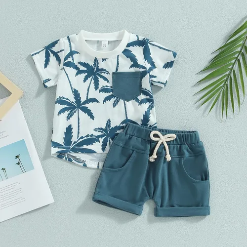Miniatura 2 de Conjunto de ropa de verano para bebé, camiseta de manga corta y pantalones cortos, conjunto de ropa para bebé