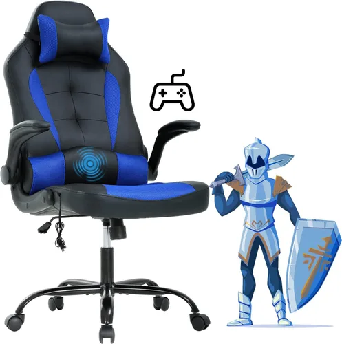 Miniatura 12 de Silla de juegos, silla de oficina, silla de escritorio, silla ergonómica de respaldo alto con soporte lumbar, reposabrazos abatibles, reposacabezas