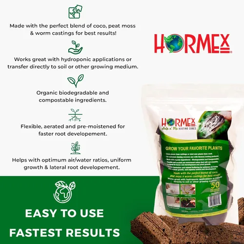 Miniatura 3 de Hormex Cubos de enraizamiento – Tapones de turba y coco para clonar plantas de esquejes y semillas – Iniciador de plantas orgánicas para un fuerte