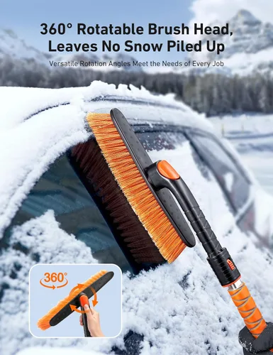 Miniatura 3 de AstroAI Raspadores de hielo de 39.37" para parabrisas de automóvil y cepillo de nieve con agarre de espuma y cabezal de cepillo giratorio de 360°