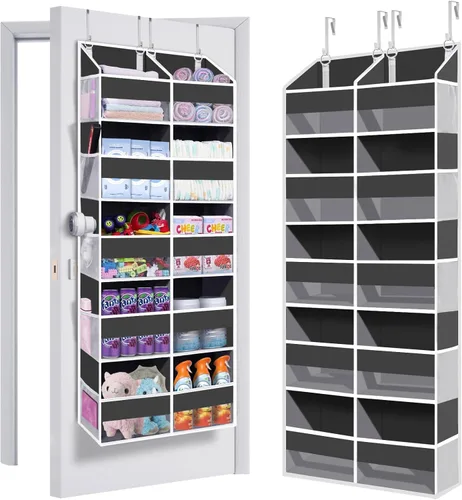 UVIAHOMI Organizador resistente sobre la puerta de 57 x 20 x 7 pulgadas, 10 bolsillos delanteros grandes y 10 bolsillos laterales, capacidad de Gris