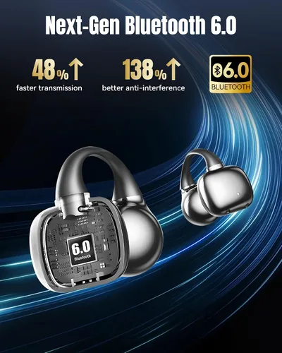 Miniatura 6 de King Lucky Auriculares de clip Gen 3, auriculares inalámbricos Bluetooth 6.0 de oreja abierta con micrófono, ajuste seguro para orejas pequeñas