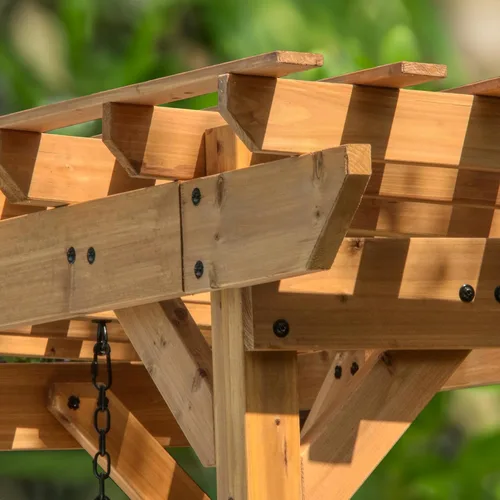 Miniatura 5 de Backyard Discovery Callahan - Pérgola Banco Oscilante de Madera de Cedro para Patio al Aire Libre de 8' x 5' con Enrejado, Asiento para Dos
