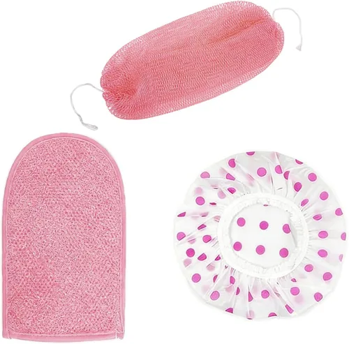 Miniatura 10 de QCWN Juego de 2 esponjas africanas de red africana y guante exfoliante de nailon para limpieza diaria de la espalda
