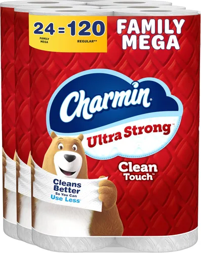 Charmin Papel higiénico ultra fuerte y limpio, 24 megarrollos familiares = 120 rollos regulares