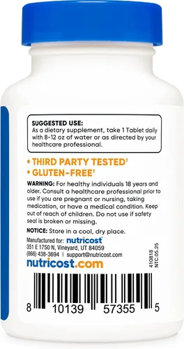 Miniatura 4 de Nutricost Gluconato de zinc 50 mg, 180 comprimidos - Sin OMG
