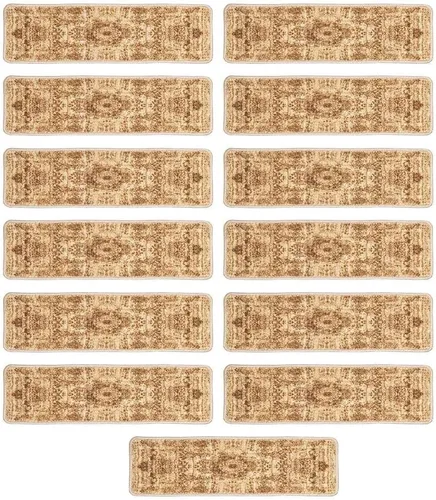 Miniatura 12 de Benissimo, Alfombras antideslizantes para peldaños de escalera, juego de 13 (9 x 32 pulgadas), para peldaños de madera de interior, diseño impreso