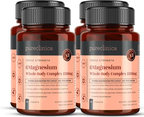 Miniatura 10 de Complejo de magnesio de doble fuerza para todo el cuerpo 1350 mg x 90 comprimidos - 247 mg de magnesio elemental - 6 formas superiores para soporte