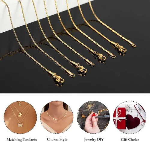 Miniatura 5 de Cadenas de acero inoxidable chapadas en oro para la fabricación de joyas, cadena de joyería de serpiente de cable fino a granel para hombres