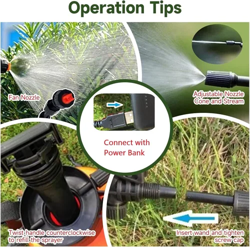 Miniatura 4 de Pulverizador a batería y pulverizador de bomba (función dual) para césped y jardín con cargador de batería recargable de iones de litio y correa