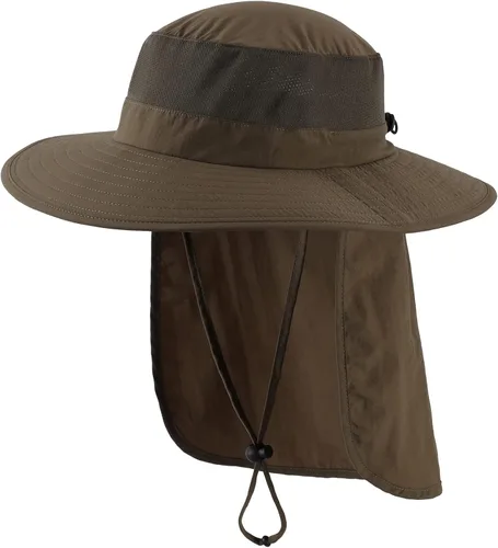 Miniatura 22 de Home Prefer Sombrero de sol UPF50+ de malla para exteriores, de ala ancha, con solapa para el cuello, sombrero de pesca para hombres y mujeres Verde
