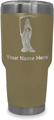 Miniatura 24 de LaserGram Vaso aislado al vacío de 20 onzas, Santa Muerte, grabado personalizado incluido (negro)