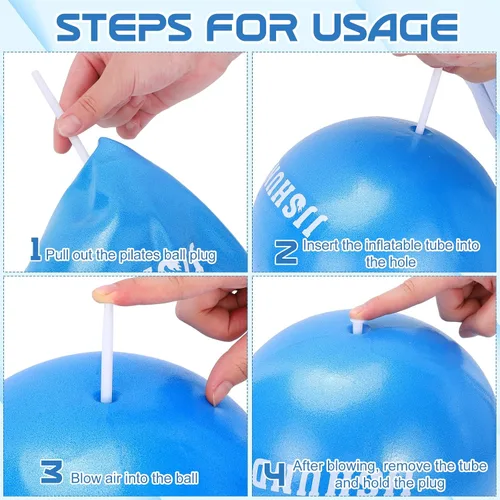 Miniatura 4 de jjshund Pelota de pilates, pequeña pelota de yoga de ejercicio de 9,8 pulgadas con guía de ejercicios, para gimnasio en casa, yoga, pilates