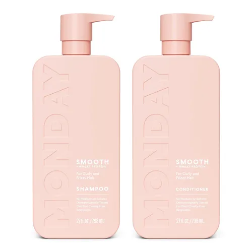 MONDAY HAIRCARE Champú + Acondicionador Suave - Juego de baño (2 unidades) de 27 onzas cada uno para cabello encrespado, grueso y rizado, hecho con